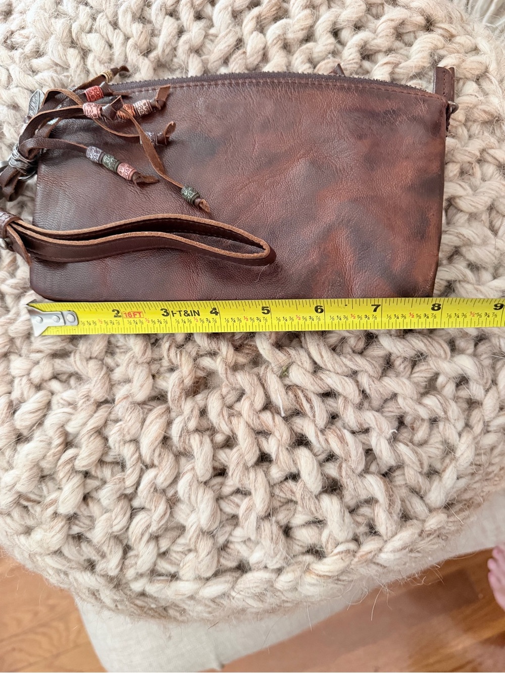 Boho whiskey wristlet wallet beaded